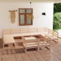 Set Divani da Giardino 12 pz in Legno Massello di Pino