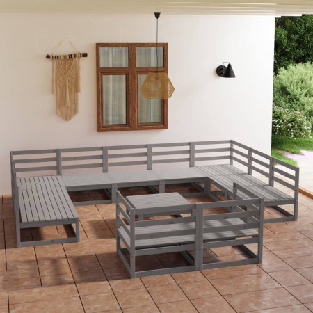 Set Divani da Giardino 12 pz in Legno Massello di Pino