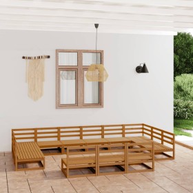 Set Divani da Giardino 13 pz in Legno Massello di Pino