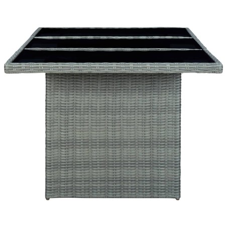 Set Pranzo da Giardino 9pz con Cuscini Polyrattan Grigio Chiaro