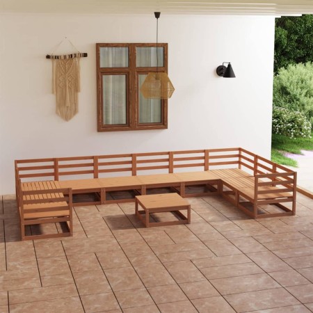 Set Divani da Giardino 11 pz in Legno Massello di Pino