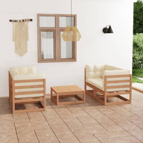 Set Divani da Giardino 5 pz con Cuscini Legno Massello di Pino