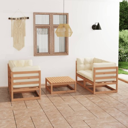 Set Divani da Giardino 5 pz con Cuscini Legno Massello di Pino