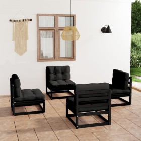 Set Divani da Giardino 4 pz con Cuscini Legno Massello Pino