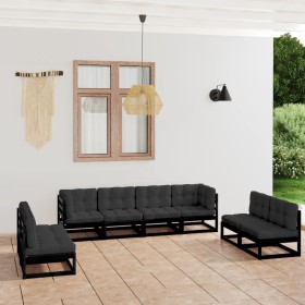 Set Divani da Giardino 8 pz con Cuscini Legno Massello Pino