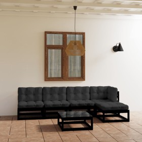 Set Divani da Giardino 6 pz con Cuscini Legno Massello di Pino