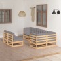 Set Salotto Giardino 7 pz Cuscini Antracite Legno Massello Pino