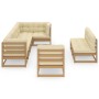 Set Salotto Giardino 8 pz Cuscini Antracite Legno Massello Pino