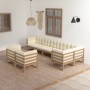 Set Salotto Giardino 8 pz Cuscini Antracite Legno Massello Pino