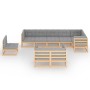 Set Salotto Giardino 9 pz Cuscini Antracite Legno Massello Pino