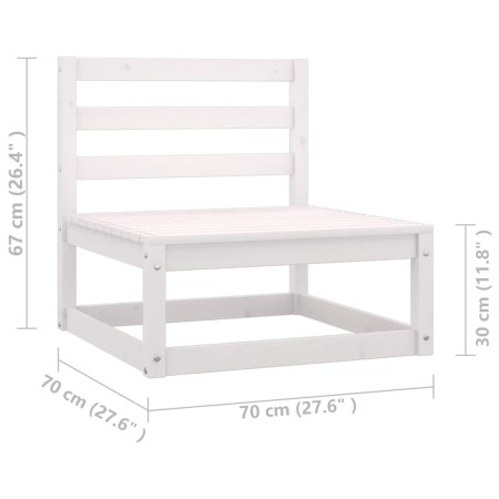 Set Salotto Giardino 7pz con Cuscini Bianco Legno Massello Pino