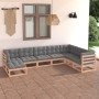 Set Salotto Giardino 8 pz Cuscini Antracite Legno Massello Pino