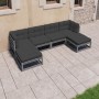 Set Divani da Giardino 6 pz Grigio Cuscini Massello di Pino