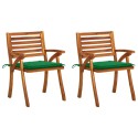 Sedie da Pranzo da Giardino con Cuscini 2 pz Massello di Acacia