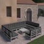 Set Divani da Giardino 12pz con Cuscini Grigio Massello di Pino