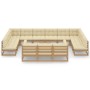 Set Divani da Giardino 14 pz Cuscini Miele in Massello di Pino