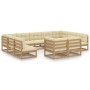 Set Divani Giardino 11pz Cuscini Marrone Miele in Pino Massello