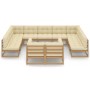 Set Divani Giardino 11pz Cuscini Marrone Miele in Pino Massello