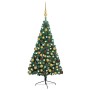 Albero di Natale a Metà Preilluminato con Palline Verde 180 cm