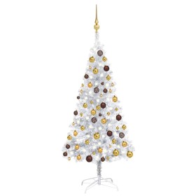 Albero di Natale Preilluminato con Palline Argento 150 cm PET