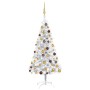 Albero di Natale Preilluminato con Palline Argento 150 cm PET