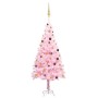 Albero di Natale Preilluminato con Palline Rosa 210 cm PVC