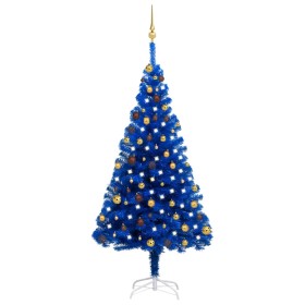 Albero di Natale Preilluminato con Palline Blu 180 cm PVC