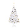 Albero di Natale Preilluminato con Palline Bianco 150 cm PVC