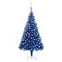 Albero di Natale Preilluminato con Palline Blu 210 cm PVC