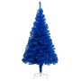 Albero di Natale Preilluminato con Palline Blu 210 cm PVC