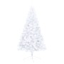 Albero di Natale a Metà Preilluminato con Palline Bianco 120 cm