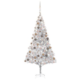 Albero di Natale Preilluminato con Palline Argento 240 cm PET