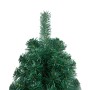 Albero di Natale a Metà Preilluminato con Palline Verde 210 cm