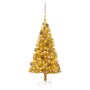 Albero di Natale Preilluminato con Palline Oro 150 cm PET