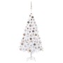 Albero di Natale Preilluminato con Palline Bianco 120 cm PVC