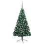 Albero di Natale a Metà Preilluminato con Palline Verde 150 cm