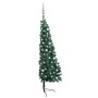 Albero di Natale a Metà Preilluminato con Palline Verde 150 cm