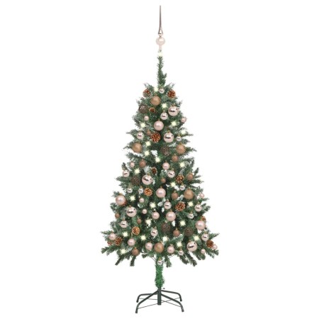 Albero di Natale Preilluminato con Palline e Pigne 150 cm