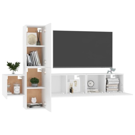 Set di Mobili Porta TV 5 pz Bianco in Legno Multistrato