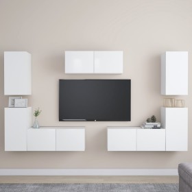 Set Mobili Porta TV 7 pz Bianco in Legno Multistrato