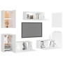 Set Mobili Porta TV 7 pz Bianco in Legno Multistrato