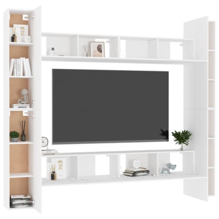 Set Mobili Porta TV 8 pz Bianco in Legno Multistrato