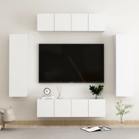 Set Mobili Porta TV 6 pz Bianco in Legno Multistrato