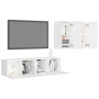 Set Mobili Porta TV 4 pz Bianco in Legno Multistrato