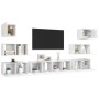 Set Mobili Porta TV 8 pz Bianco in Legno Multistrato