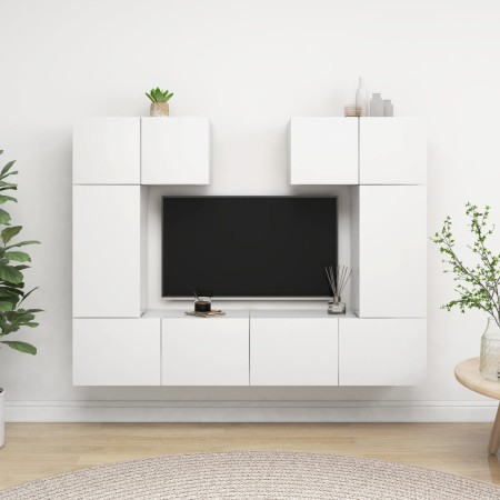 Set di Mobili Porta TV 6 pz Bianco in Legno Multistrato