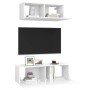 Set Mobili Porta TV 2 pz Bianco in Legno Multistrato