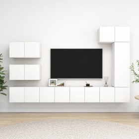 Set Mobili Porta TV 8 pz Bianco in Legno Multistrato