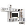 Set Mobili Porta TV 10 pz Bianco in Legno Multistrato