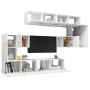 Set Mobili Porta TV 8 pz Bianco in Legno Multistrato